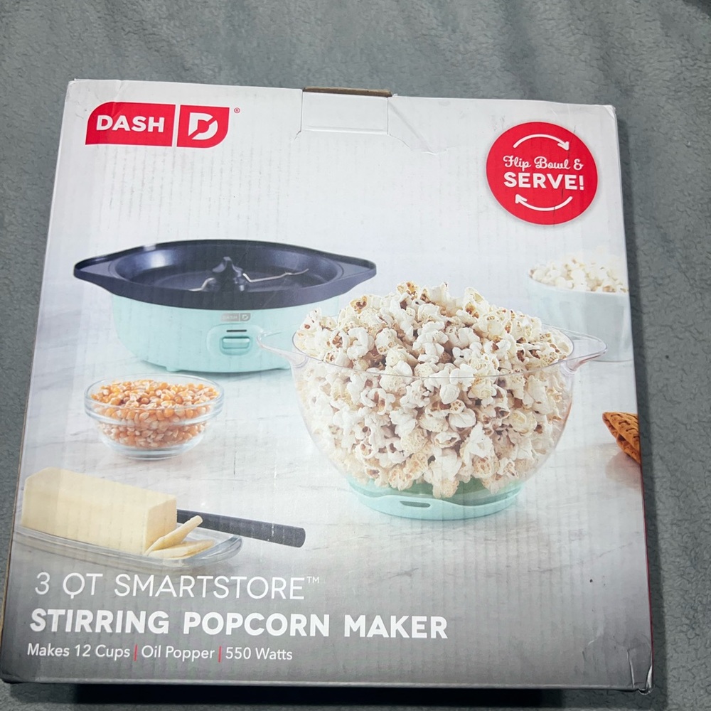 Dash 3 QT SmartStore Stirring Popcorn Maker - Teal/Black